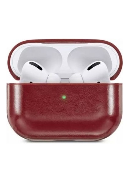 Casestreet Apple Airpods Pro Kılıf Suni Deri Kancalı Silikon Sf9 Kırmızı