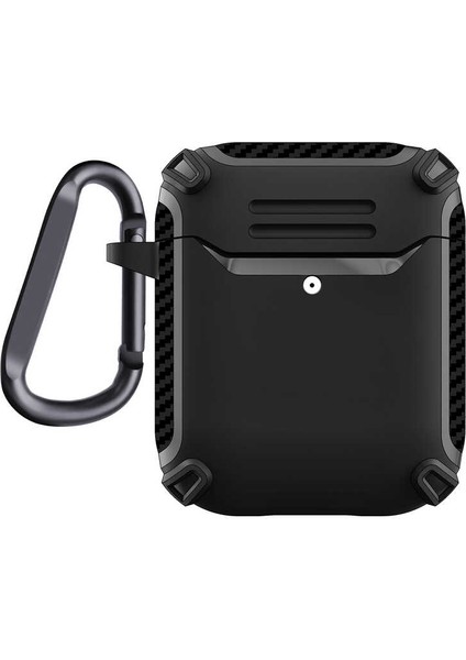 Casestreet Apple Airpods Kılıf Sert Armor Karbon Görünüm A26 Siyah
