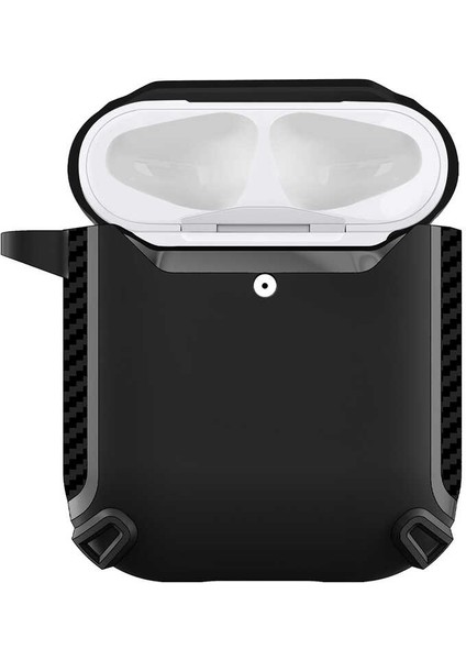 Casestreet Apple Airpods Kılıf Sert Armor Karbon Görünüm A26 Siyah modelleri