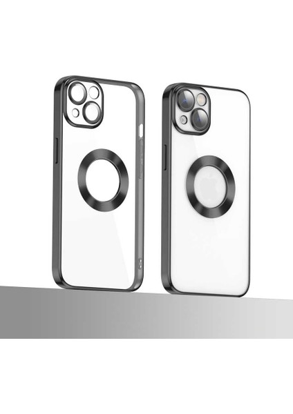 Apple iPhone 13 Kılıf Logo Gösteren Kamera Korumalı Silikon Gümüş fiyatları