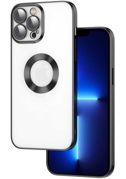 Apple iPhone 12 Pro Max Kılıf Logo Gösteren Kamera Korumalı Silikon Siyah