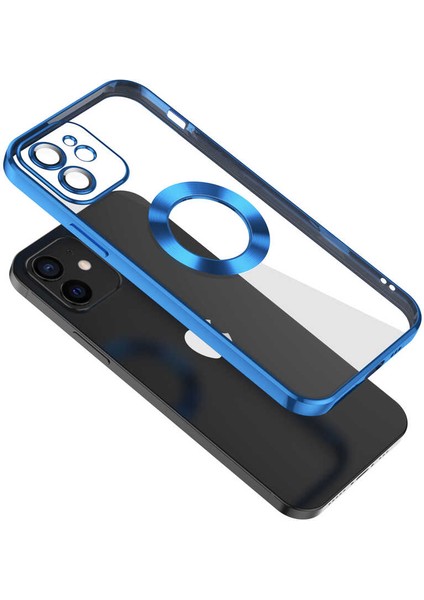 Apple iPhone 12 Kılıf Logo Gösteren Kamera Korumalı Silikon Siyah fırsatları