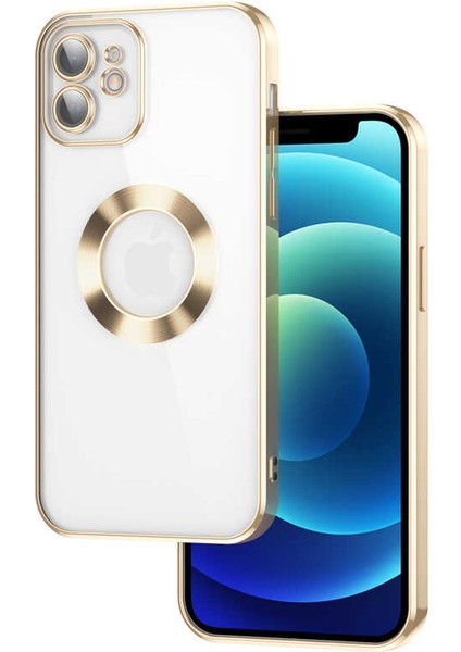 Apple iPhone 11 Kılıf Logo Gösteren Kamera Korumalı Silikon Gold