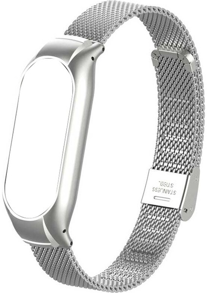 Xiaomi Mi Band 7 Kordon Clipsli Hasır Metal Ayarlanabilir Krd 06 Gümüş