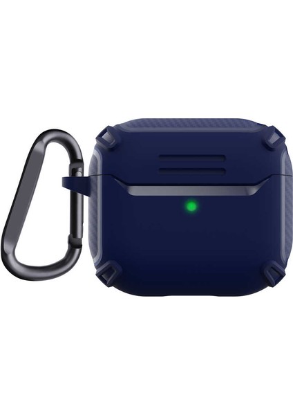 Apple Airpods 3. Nesil Kılıf Sert Armor Karbon Görünüm A26 Lacivert