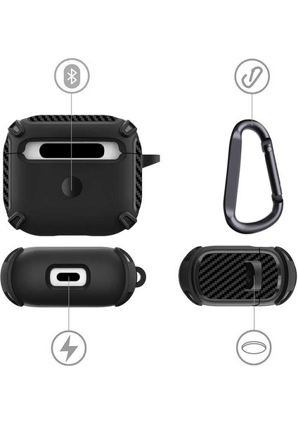 Apple Airpods 3. Nesil Kılıf Sert Armor Karbon Görünüm A26 Lacivert fiyatları