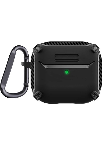 Apple Airpods 3. Nesil Kılıf Sert Armor Karbon Görünüm A26 Siyah