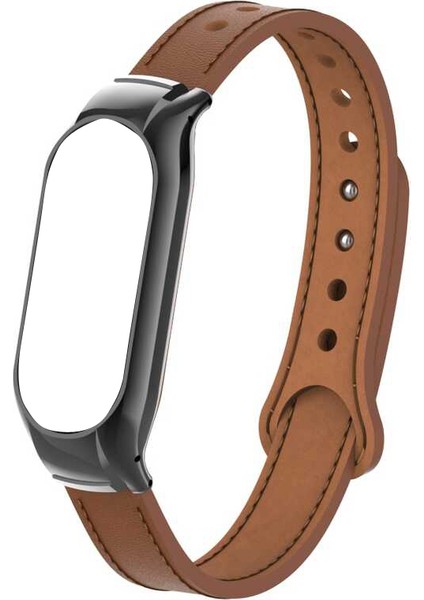 Xiaomi Mi Band 7 Kordon Deri Dikişli Krd 68 Kahverengi