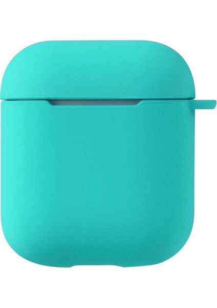 Apple Airpods Kılıf Mat Kancalı Silikon A11 Turkuaz