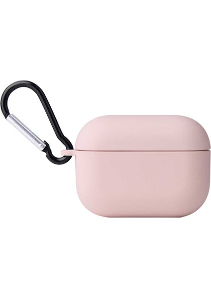 Apple Airpods Pro Kılıf Mat Kancalı Silikon A11 Pembe