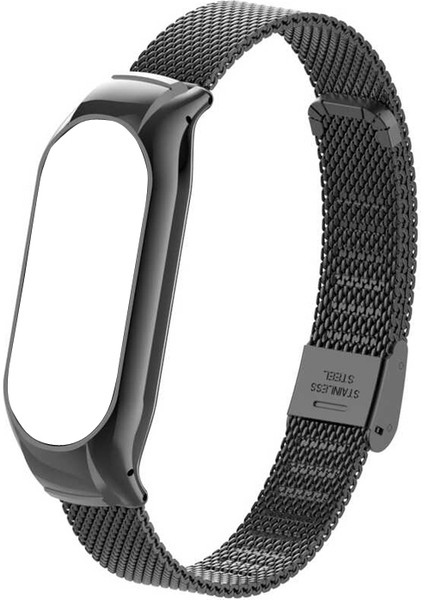 Xiaomi Mi Band 7 Kordon Clipsli Hasır Metal Ayarlanabilir Krd 06 Siyah