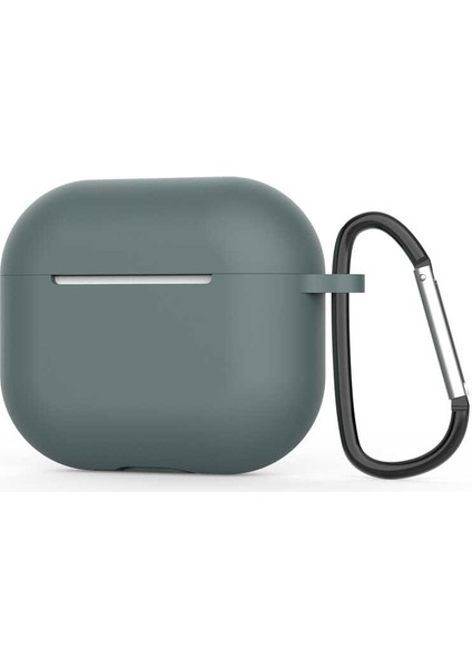 Apple Airpods 3. Nesil Kılıf Mat Kancalı Silikon A11 Koyu Yeşil