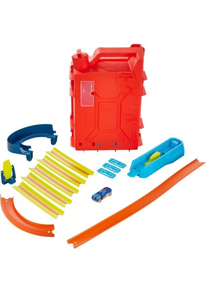 HDX78 Hw Track Builder Benzin Bidonu Akrobasi Seti, Hot Wheels Track Builder