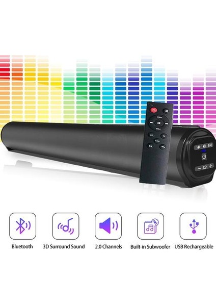 Kablosuz Bluetooth Soundbar Hoparlör Sistemi Kablolu Kablosuz Surround Stereo Ev Sineması Tv Projektör (Yurt Dışından)