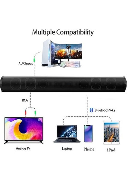 Kablosuz Bluetooth Soundbar Hoparlör Sistemi Kablolu Kablosuz Surround Stereo Ev Sineması Tv Projektör (Yurt Dışından)