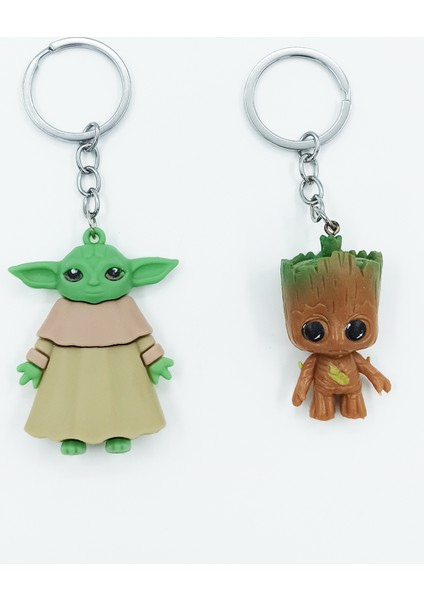 Star Wars Yoda ve Avengers Galaxy Groot 2'li Anahtalıklı Grot, Yoda Karakter