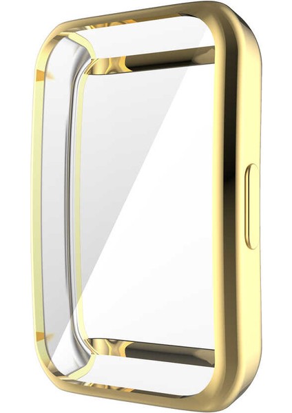 Huawei Band 7 ile Uyumlu Tpu Çerçeveli Tam Kapatan Ekran Koruyucu Çerçeve Kılıf Gold