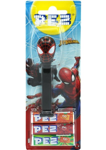 Pez Oyuncaklı Meyve Aromalı Şeker Spiderman Serisi Miles Morales Figürü 3 x 8,5 gr