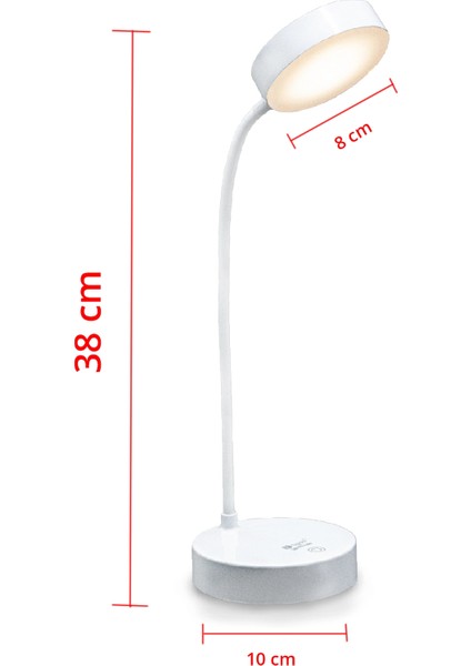 Şarjlı Dokunmatik 20 Led Çalışma Okuma Işığı Masa Lambası