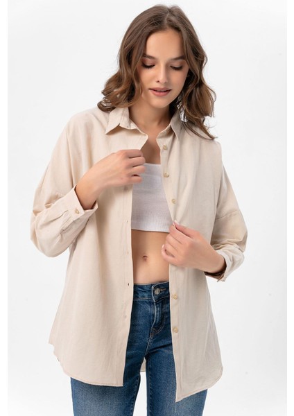 Kadın Oversize Poplik Gömlek