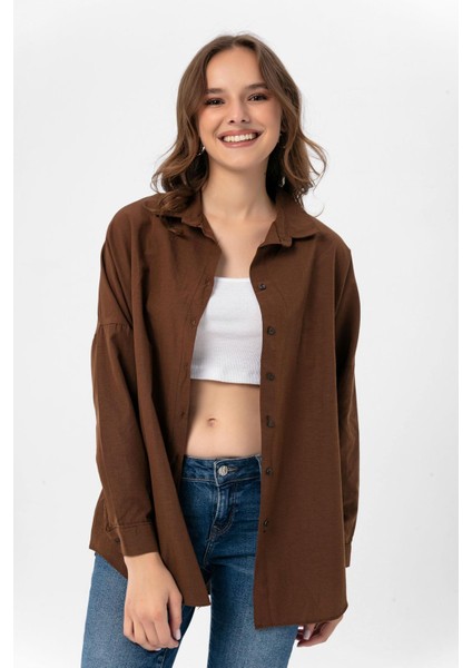 Kadın Oversize Poplik Gömlek