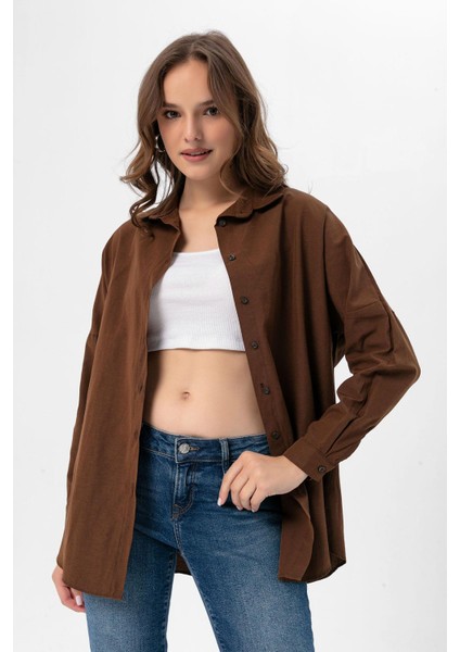 Kadın Oversize Poplik Gömlek