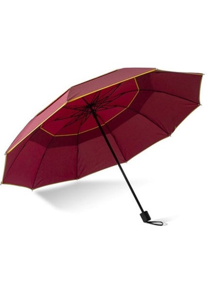 Büyük Ticari Şemsiye Çift Katmanlı Golf Şemsiyesi (130CM) (Kırmızı) (Yurt Dışından)