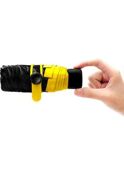 Yaratıcı Mini Cep Şemsiye Temizle Erkekler Şemsiye Rüzgar Geçirmez Katlanır Şemsiye Kadınlar Kompakt Yağmur Şemsiye (Sarı) (Yurt Dışından)