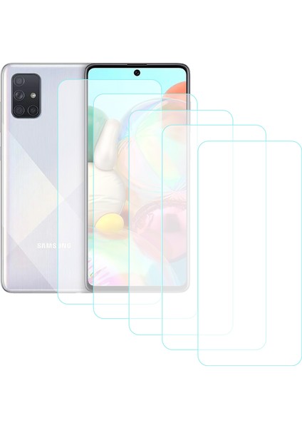 Samsung Galaxy A71 Temperli Cam Ekran Koruyucu 5li Eko Paket Şeffaf