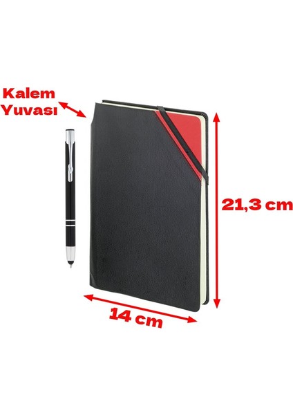 Termo Deri Not Defteri Touchpen Dokunmatik Uç Metal Tükenmez Kalemli Dikişli Çizgili Defter fiyatları