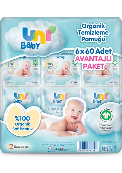 Uni Baby Unı Baby Bebek Temizleme Pamuğu 6X60'LI