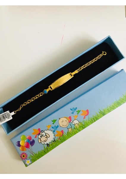 8 Ayar Altın Bebek Çocuk Künyesi Bilekliği 1,18 gr