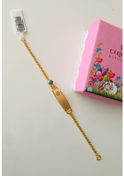 8 Ayar Altın Bebek Çocuk Bilekliği Künye 1,16GR