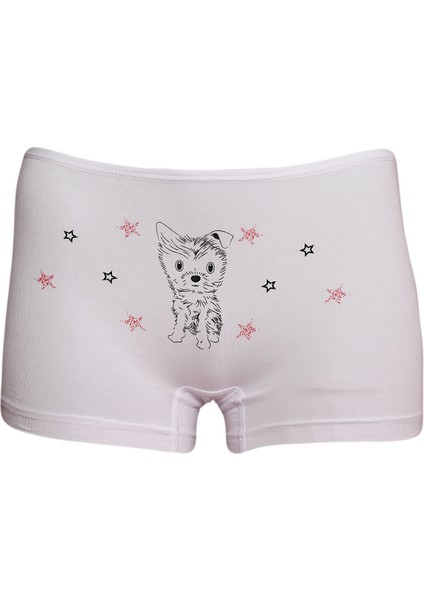 5'li Desenli Kız Çocuk Boxer
