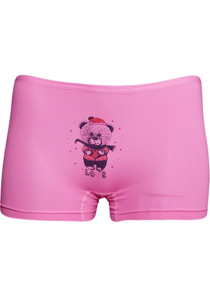 5'li Desenli Kız Çocuk Boxer