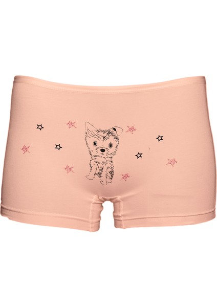 5'li Desenli Kız Çocuk Boxer