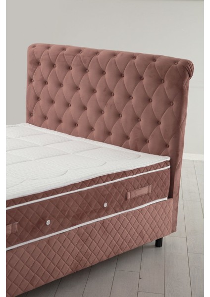 120X200 Sonata Baza+Başlık+Miray Gizli Pedli Yatak Gül Kurusu fiyatları