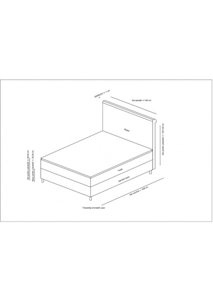 90X190 Sonata Baza+Başlık+Vassi Pedli Yatak Antrasit