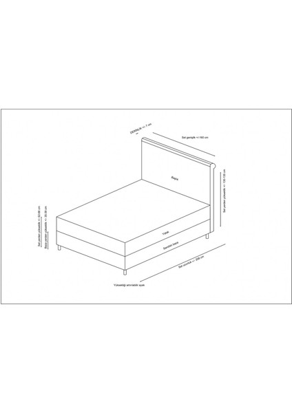 120X200 Sonata Baza+Başlık+Yatak Bej