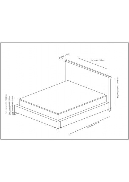 Deluxe Baza+Başlık+Yatak Antrasit 160X200