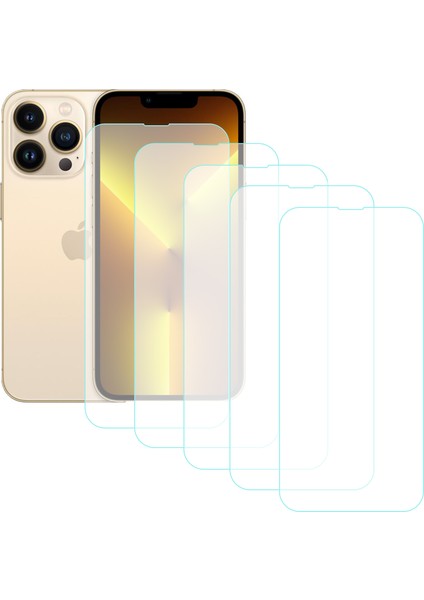 iPhone 13 / 13 Pro Temperli Cam Ekran Koruyucu 5li Eko Paket Şeffaf