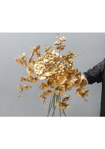 Yapay Çiçek Altın Gold Dore Rengi Orkide Uzun Dal 80 cm Orkide indirimleri