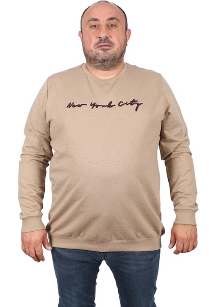Büyük Beden Sweat New York 22704-BEJ