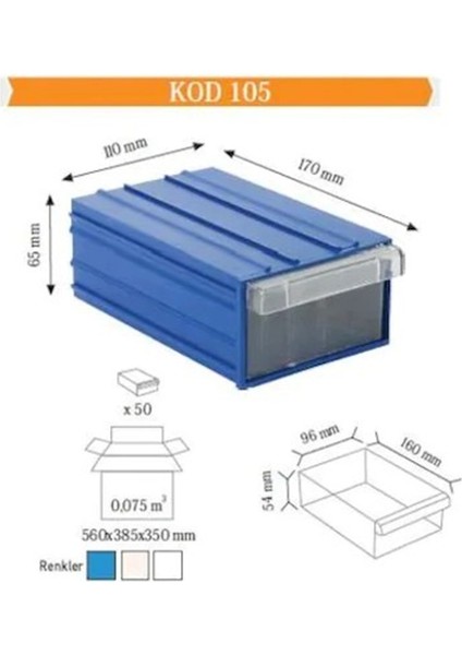Plastik Çekmeceli Kutu 105 (5 Adet)