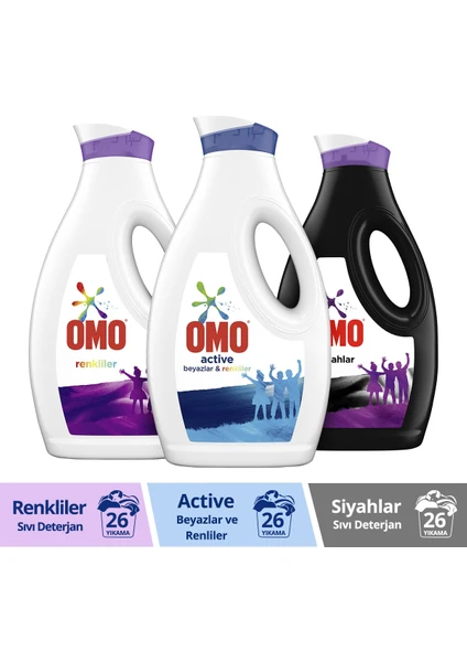 Sıvı Deterjan Active 1690 ml + Color 1690 ml + Black 1690 ml