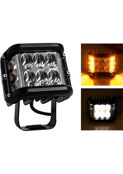 Off Road 12 LED 45 Watt Beyaz Sarı Kare Sis Farı ve Çalışma Lambası