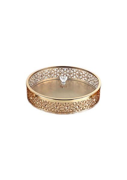 Metal Tepsi Lüks Altın Finish Hollow Ev Depolama Yuvarlak Mutfak Aracı Düğün Centerpieces Masa Dekorasyon Depolama Tepsileri L (Yurt Dışından)