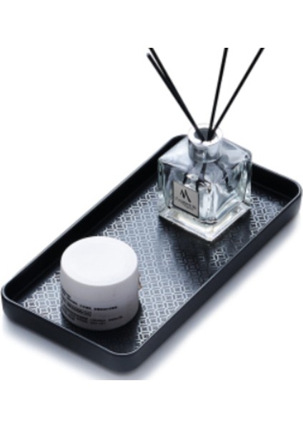 Küçük Dikdörtgen Plastik Çay Tepsisi Depolama Servis Tepsi Oturma Odası Ev Su Kupası Plaka Otel / Home Depolama Tepsileri Black-S (Yurt Dışından) modelleri