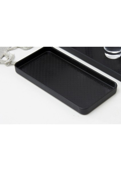 Küçük Dikdörtgen Plastik Çay Tepsisi Depolama Servis Tepsi Oturma Odası Ev Su Kupası Plaka Otel / Home Depolama Tepsileri Black-S (Yurt Dışından) fırsatları