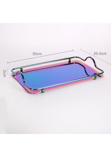Renkli Kaplama Metal Tepsi Ev Paslanmaz Çelik Parlak Sofra Tepsileri Avrupa Lüks Dikdörtgen Tepsi Ev Mutfak Malzemeleri Depolama Tepsileri Renkli (Yurt Dışından) fiyatları